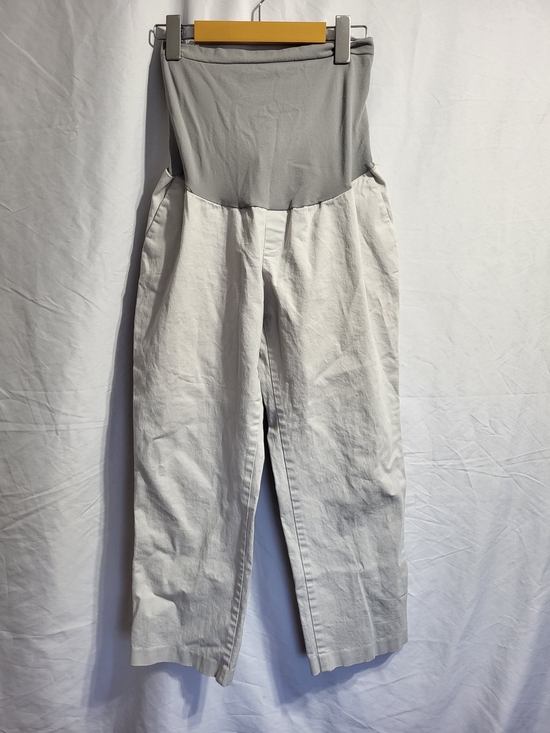 A Pea in the Pod Pants - A Pea in the Pod Wide-Leg Maternity Pants in Light Gray and White
